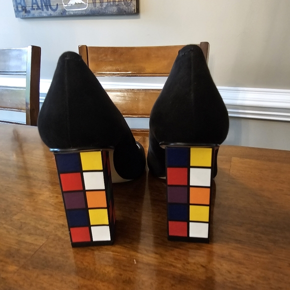 Katy Perry Blace Suede Peep Toe block heel pumps / shoes Size 6.5 NEW - Picture 6 of 7